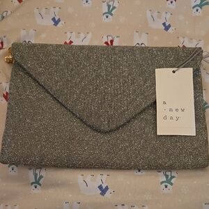A New Day Metallic Silver Clutch